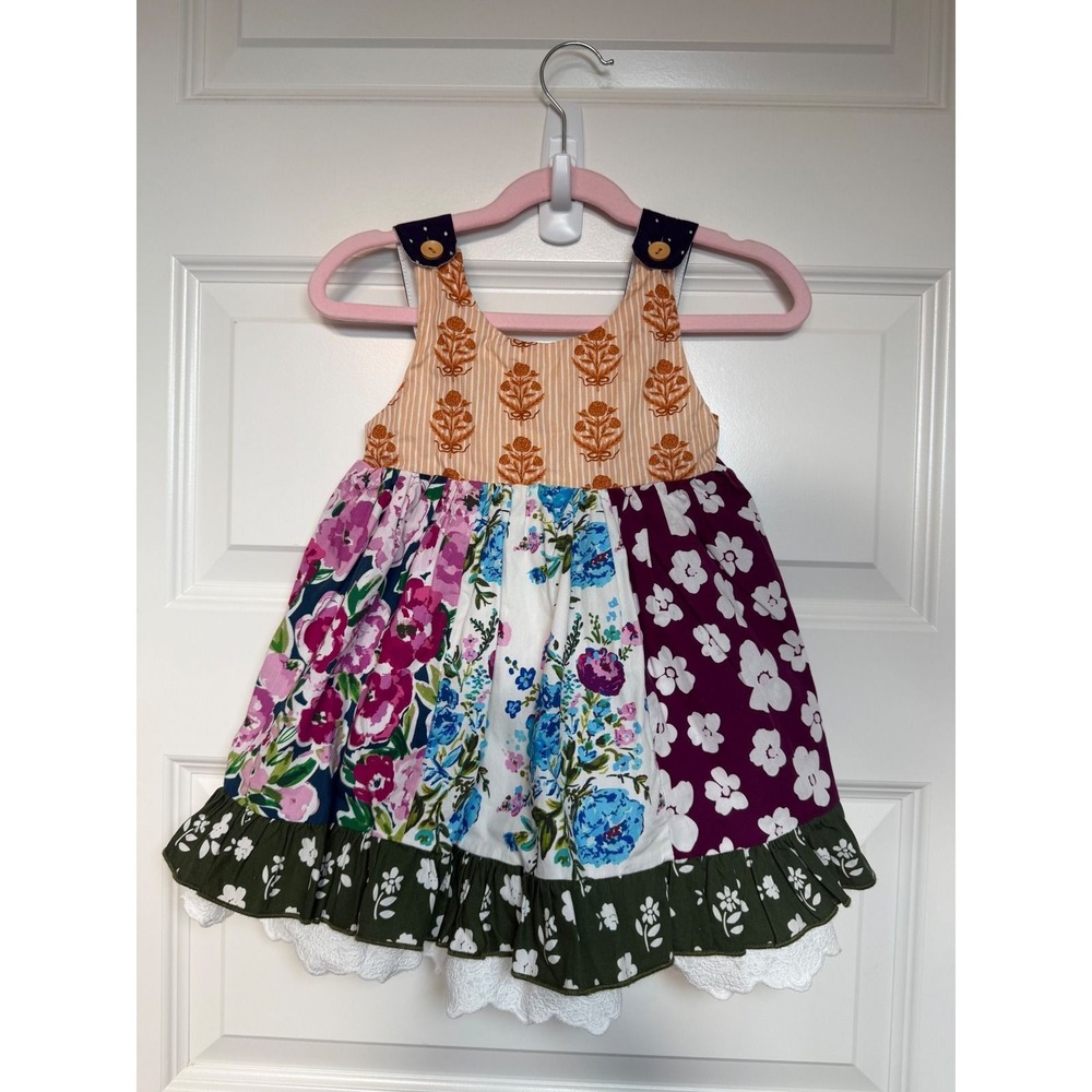 12.Sweet Honey Girls 4T Patchwork Floral Ruffle Eyelet Lace Cotton Tunic